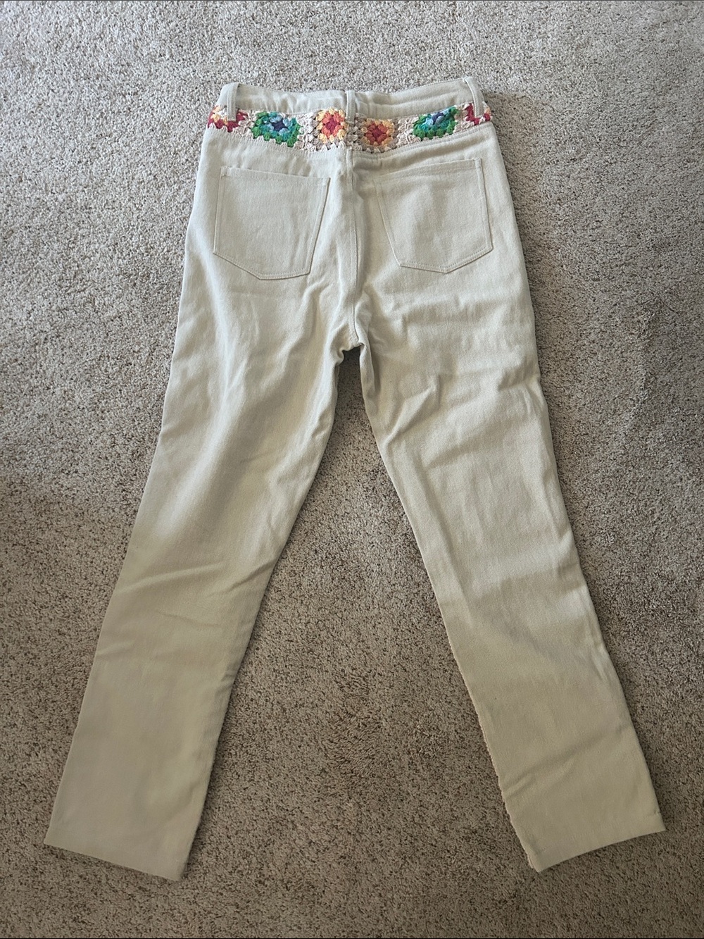 Free People NWT Zuri Cream Crochet Mom Button Fly Boho Jeans Pants **Size 29** 🌸 - Picture 6 of 11